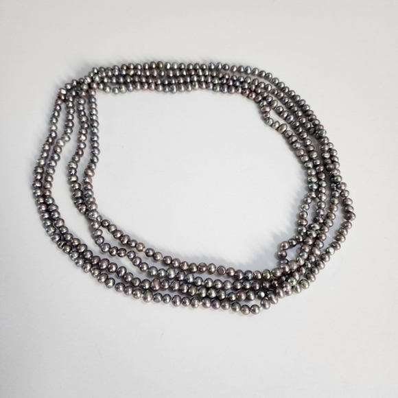 Vintage long gray freshwater pearl necklace 75 inch long pearl necklace - Picture 8 of 12